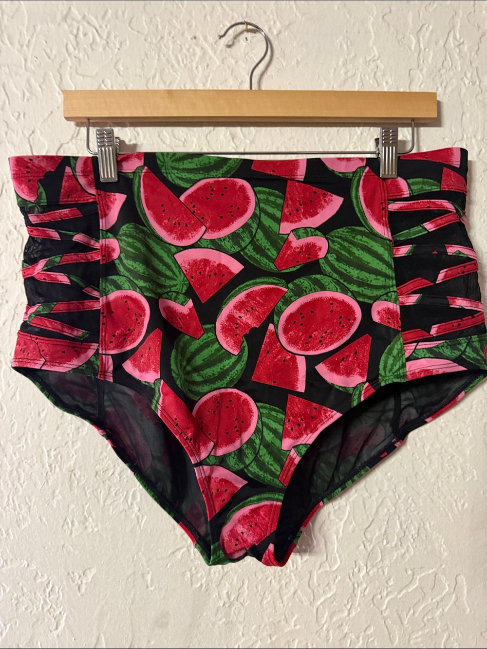 torrid Black High Waist Bikini Bottom with Pink Red Watermelon Print